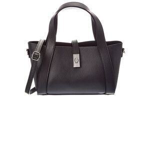Italian Leather Gaia Leather Top Handle Bag, Black